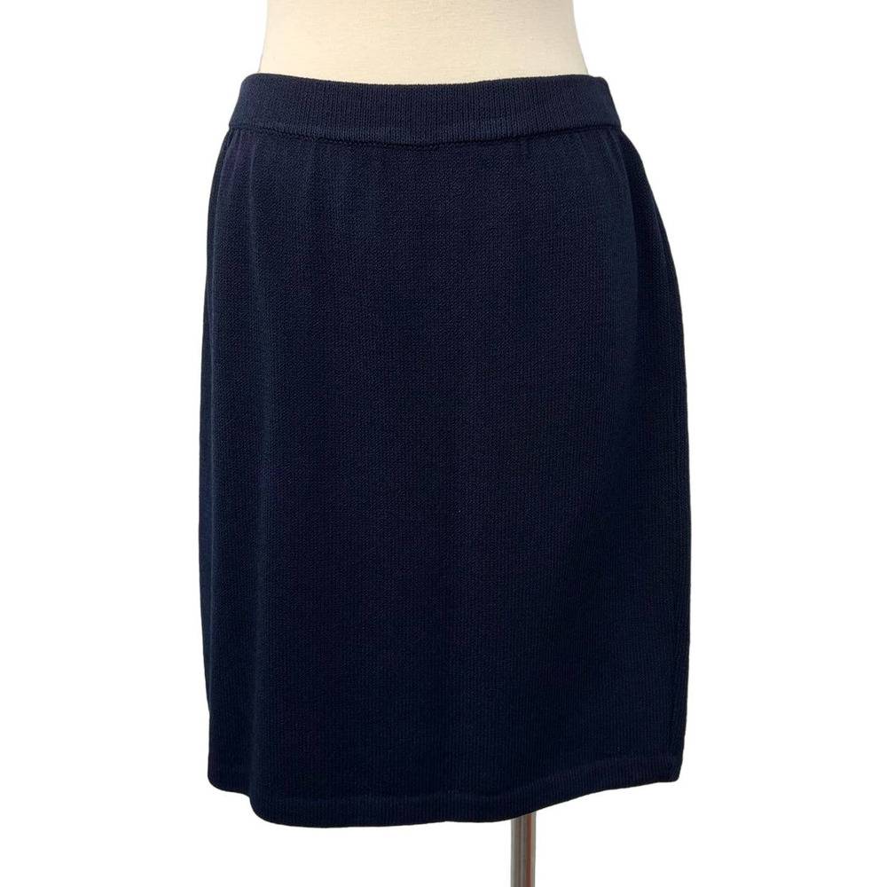 St. John Collection Navy Pencil Skirt Santana Knit Short Length Vintage Size: 14